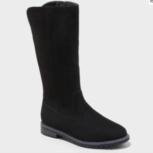 Cat & Jack Kids' Tall Boots Faux Suede Side Zipper • Black • 13   NWT